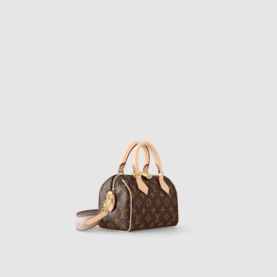 Túi Louis Vuitton Speedy Bandouliere 20 Monogram Nữ Be Nâu